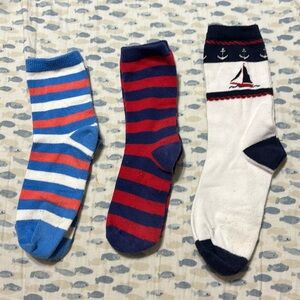 Patterned Socks for Boys (3 Sets) - Sail Ship and Stripes